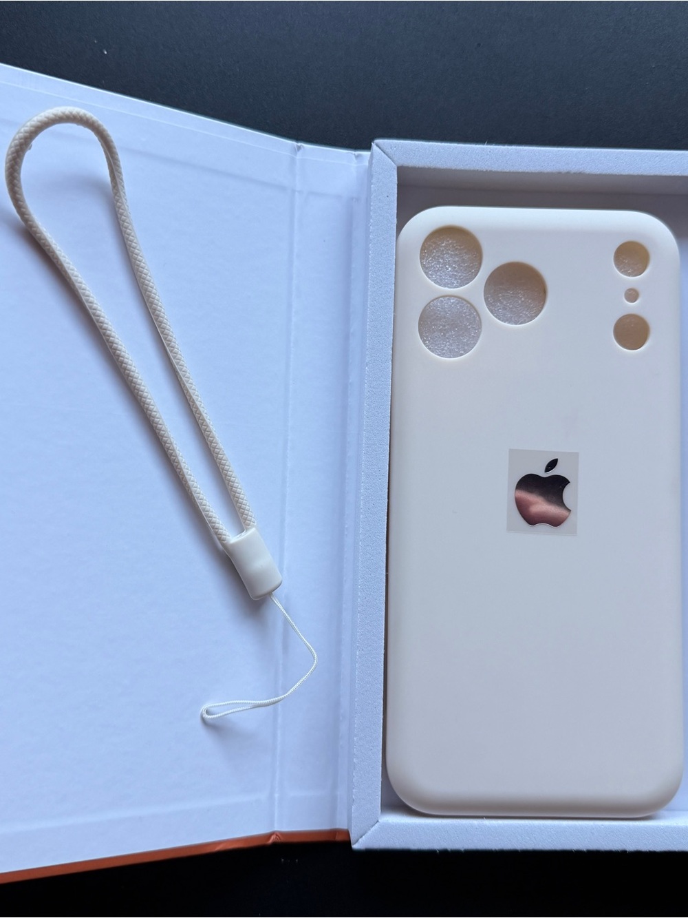 Apple Soft Silicone Phone Case in Cream with Wrist Strap -iPhone Pro Max 17